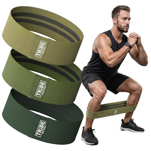 Fabric Resistance Bands for Working Out, 3-Pack for Legs and Glutes - color: Military Green