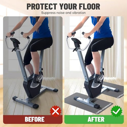 Under Desk Elliptical Mat - Non-Slip Exercise Equipment for Peloton Bike, Small Exercise Mat for Desk Workout Equipment - color: Grey 1 Pc