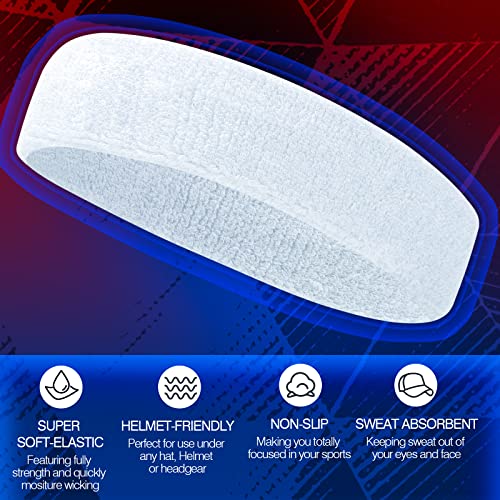 Sweatbands Sports Headband for Men & Women, Moisture Wicking Hairband Athletic Towel Headbands Cotton Head Sweat Bands for Running, Cycling, Yoga, Spa - color: D-black6white6