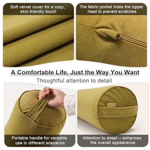 Body Pillow for Adults,Long Round Pillow,Big Cylindrical Pillow,Large Full Bolster Pillows for Side Sleepers (Golden Yellow, 59"*7.87") - color: Golden Yellow, size: 59"*7.87"