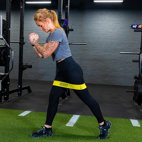 Serious Steel Fitness 패브릭 미니 루프 미끄럼 방지 저항 밴드 세트 | 워밍업, 물리 치료, 둔근 훈련, 속도 및 민첩성 운동 밴드 - color: 레벨 1 - X-라이트 (옐로우)