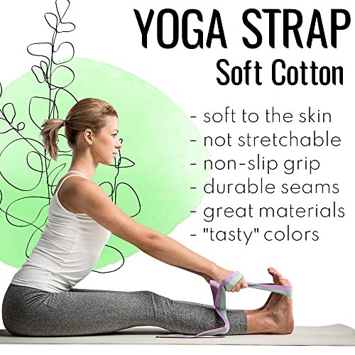 TECEUM 2 IN 1 Yoga & Mat Strap for Stretching – Cotton – 6/8/10 ft - color: Lavender Green, size: 10 ft