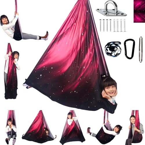HiCamer Sensory Swing for Kids Indoor and Outdoor Therapy Cuddle - color: Space Pink