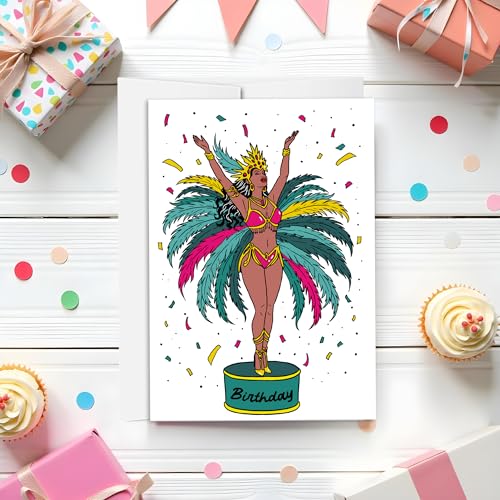 Carnival Birthday Card for Women – Festive Birthday Carnival Costume - style: Carnival