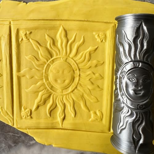 Pottery Clay Sun Texture Roller,Polymer Molding Art Hand Rollers Tools,Embossing Pattern Rolling Pins for DIY Crafts Making,Length about 4.1 Inches,Sun,1 Piece - color: Sun