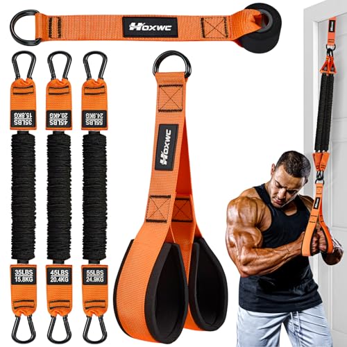 HOXWC Resistance Bands with Handles, Exercise Bands with Door Anchor for Working Out, Home Gym Workout Equipment for Push Downs, Tricep, Biceps, Arms, Back, Chest, Abs, Shoulder Training - color: Orange