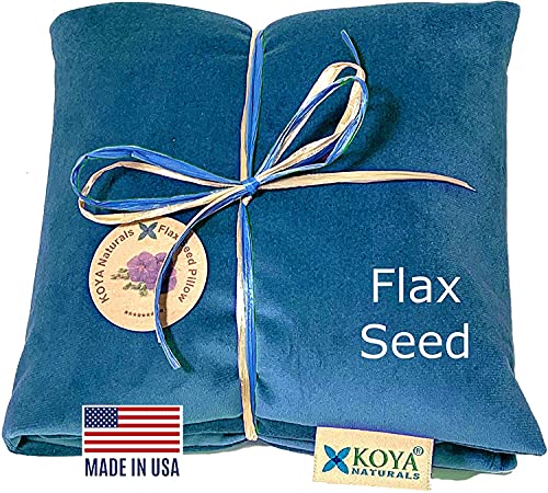 KOYA Naturals Soft Velvet Flax Seed Pillow - Microwave Heating Pad | Moist Heat Pack, For Neck, Muscle, Joint, Stomach Pain, Menstrual Cramps Relief - color: Turquoise