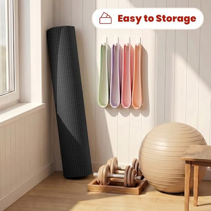 THAILE Large Exercise Mat, 6' x 4' x 6mm, Non-Slip Workout Mat for Home Gym | Versatile 6' x 4' Workout Space: 6mm HPE cushioning and textured grip support cardio, Pilates, stretching and yoga.