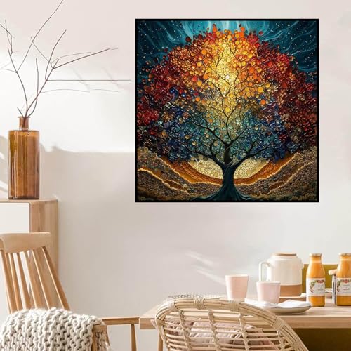 Tree of Life Diamond Art Kits for Adults, 5D Tree of Life Diamond Painting Kits for Beginners, DIY Full Drill Gem Art Kits for Room Wall Decor Gift 14x14in - color: Tree Of Life
