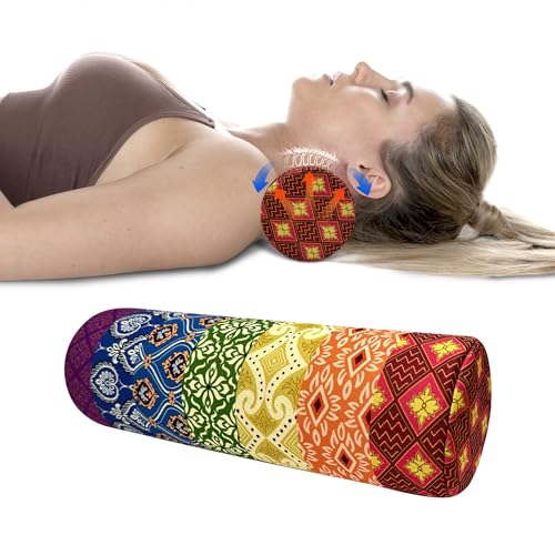 Neck Roll Pillow for Sleeping,Ergonomic Cylinder Tube Pillows for Cervical Spine and Neck Support,Versatile Roll Pillow for Bed,Office,and Travel,Memory Foam Bolster with Washable Cover - color: Splice
