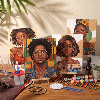 Sherr 285 Pcs 30 Sets Sip and Paint Kit for Adults,Portraits | Pre Drawn Canvas to Paint for Adults, Acrylic Paints, Brushes, Easels, Date Night, Birthday Party Gifts - style: Portraits