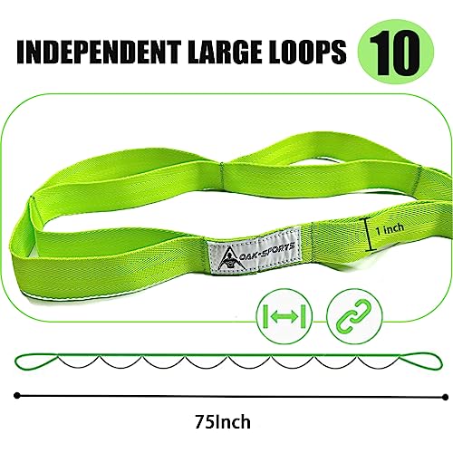 Stretching Strap Yoga Strap with Loops for Physical Therapy, Non-Elastic - color: Green