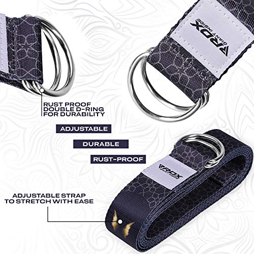 RDX 8ft Yoga Strap with D-Ring Buckle, Durable Polyester Cotton Adjustable Belts for Stretching Pilates Dance Gymnastics Fitness Holding Poses Flexibility Physical Therapy, Home Gym Exercise Workout