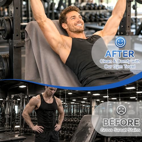 Microfiber Gym Towels for Men Women, 27" x 55" Large Sweat Towel for Body Face, Quick Dry Sweat Rag for Gym Workout Travel Camping Yoga Sports, Fast Drying, Super Absorbent, Soft, 3-Pack, Gray