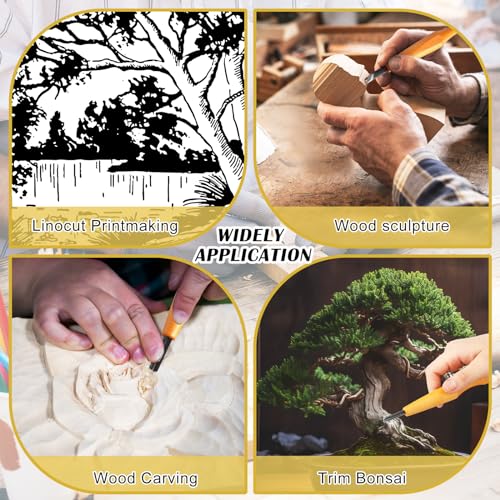 WILLBOND 5 Pcs Linoleum Carving Tool Set Wood Handle Linocut,Assemble | V Shaped Chisel for Printmaking, Triangular Grip, Rubber Stamp Making, Block Cutting Kit, Woodcarving Projects - style: Assemble
