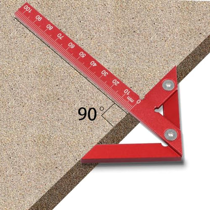 Aluminum Alloy Center Positioning Ruler, 45/90 Degree & Right Angle & Centerline Positioning, Red High-Precision Metric Measuring Multi-Function Arrow Ruler,043R - color: Red(Metric)