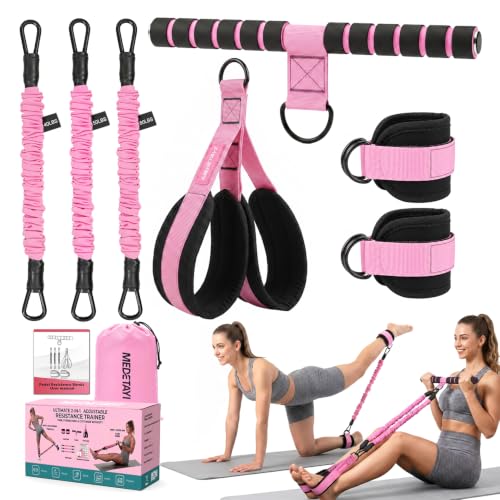 Pedal Resistance Band, 40/50/60 lbs with Handles & Ankle Straps