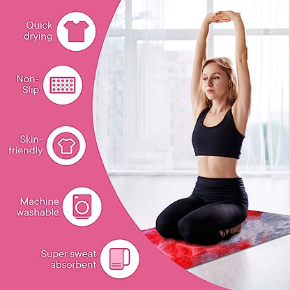 Yoga Towels, Non Slip Hot Yoga Mat Towel with Grip Dots,Super-Absorbent Soft Microfiber Yoga Blanket for Pilates, Fitness and Workout 72inch x 24inch - color: Purple+red