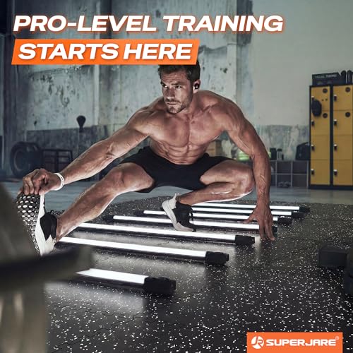 SUPERJARE 0.56'' Thick 48 Sq Ft Rubber Top Gym Flooring for Home Gym | High Density Gym mat with Upgraded Rubber Top, 12 Pcs Interlocking EVA Foam Exercise Equipment mat, Workout Mat, Black/Grey - color: Black/Grey, size: 12 Tiles (48 Sq Ft)