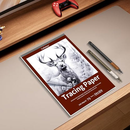 Crehatos 9" x 12" Tracing Paper, Translucent Tracing Pad, 75 Sheets | 38lb/60gsm Vellum Art Paper for Drawing, Sketching, Overlays - size: 9" x 12" (75 Sheet)