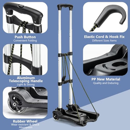 Gorpuire Small Folding Hand Truck Dolly with 2 Wheels, Foldable Luggage Cart, Lightweight Aluminum Collapsible Trolly Portable Dolly for Moving Airport Travel Use | Lightweight Aluminum Collapsible Trolly Portable Dolly for Moving Airport Travel Use Gorpu