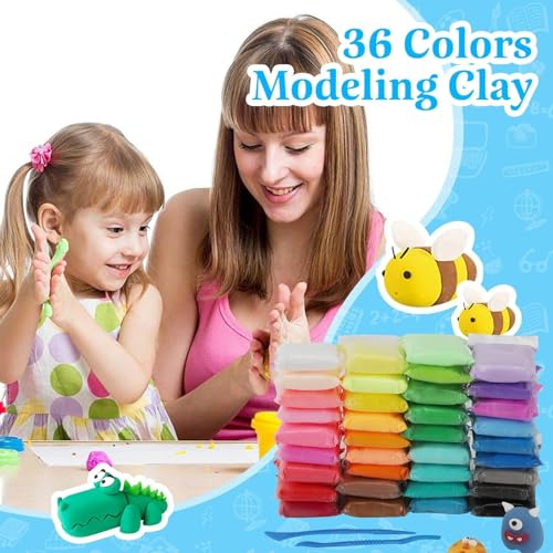 Air Dry Clay, 36 Packs Blue Foam Clay, 19 oz Soft Modeling Clay Super Light Weight Air Dry Clay Perfect for Arts Crafts - color: Blue