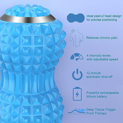 Uppye Vibrating Massage Ball for Pain Relif, Mobility Ball for Physical Therapy and Workout Recovery, Deep Tissue Myofascial Release Tools - Back, Shoulder & Foot Muscle Massager (Blue) - color: Blue