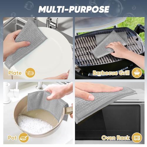 Orighty Dish Cloths, 12 Pack Double-Layer Metal Dish Rags, 7"x8" - color: Grey