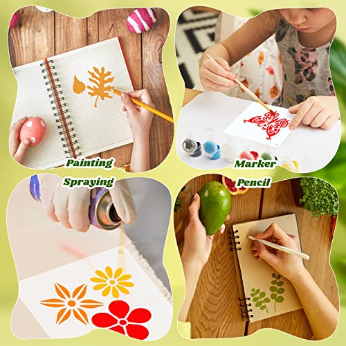 Fainne 100 Pcs 2 Inch Flowers Stencils Small Stencils for Painting | Reusable Craft Stencils, DIY Scrapbook, Wood Wall Fabric Rock Chalkboard Sign Painting, Home Art Decor Projects - style: Flower, Plants