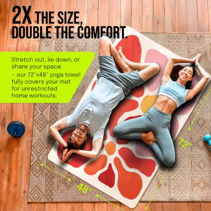 gogoKIWI Hot Yoga Mat Towel for 6 x 4 ft Mats, Fauve Red & Pink - color: Fauve Red & Pink