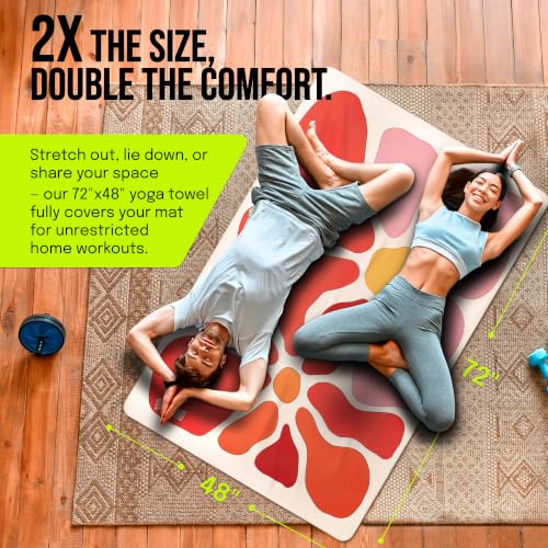 gogoKIWI Hot Yoga Mat Towel for 6 x 4 ft Mats, Fauve Red & Pink - color: Fauve Red & Pink