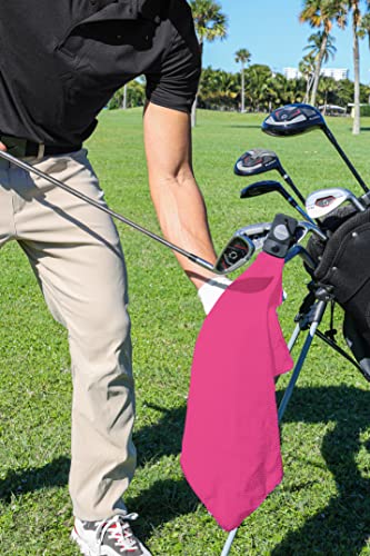 Magnetic Golf Towels for Golf Bags with Clip & Ultra Strong Magnet - Waffle Weave Microfiber Towel for Secure Hold on Bags & Carts - Ideal Club Cleaner & Accessories - Pink - color: Pink