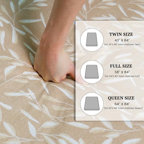 ZonLi 100% Cotton Futon Mattress Cover with Zipper Full Size Washable - color: Beige, size: Full