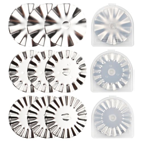 Evponk 9 Pcs 45mm Pinking Rotary Cutter Blades, Wavy Rotary Cutter Replacement Blades for Cutting Quilting Cloth, Leather and Paper