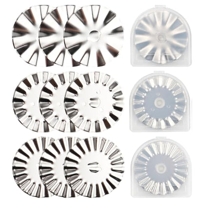 Evponk 9 Pcs 45mm Pinking Rotary Cutter Blades, Wavy Rotary Cutter Replacement Blades for Cutting Quilting Cloth, Leather and Paper