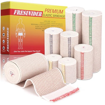 FRESINIDER Premium Elastic Bandage Wrap 8 Pack, 2-6 Inch, Hook and Loop - color: 8 Pack Value Pack