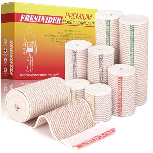 FRESINIDER Premium Elastic Bandage Wrap 8 Pack, 2-6 Inch, Hook and Loop - color: 8 Pack Value Pack