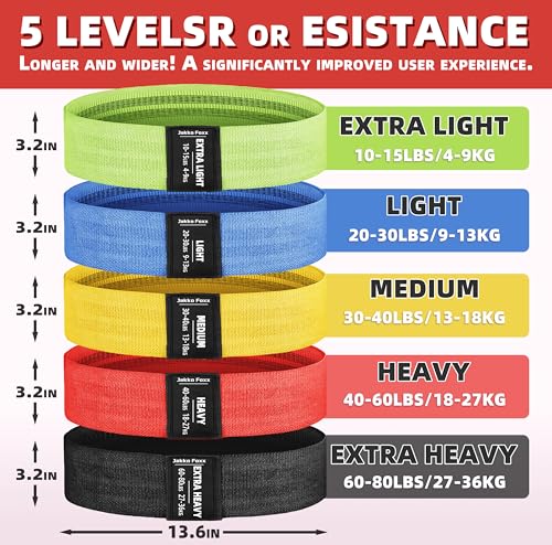 Fabric Resistance Bands,5 Non-Slip Fabric Workout Bands,Booty Bands for Women & Men, Elastic Exercise Bands for Legs, Glutes, Hips & Thighs, Home Fitness & Gym - color: Multicolor 5-Pack