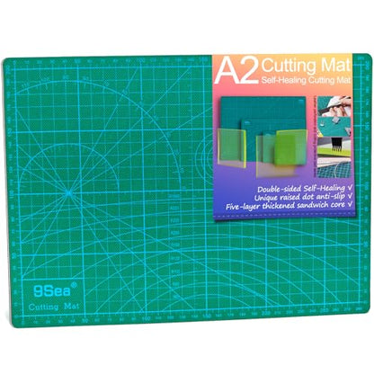 Self Healing Cutting Mat A2, 24 x 18 inch Green, Craft Cutting Board for Leather Crafts, Sewing, Quilting, Paper Cutting, 5-Ply Double Sided Rotary Cutter Mat, Ships Flat Not Folded - size: 23.6"L x 17.7"W