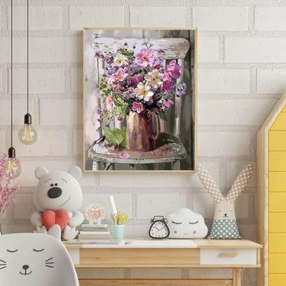 MIRCVSH Paint by Numbers for Adults Framed,Flowers DIY Oil Painting by Numbers on Canvas with Easel,Paint by Numbers Kits with Frame and Color Box Packaging12x16 Inch - color: MT11114-Framed