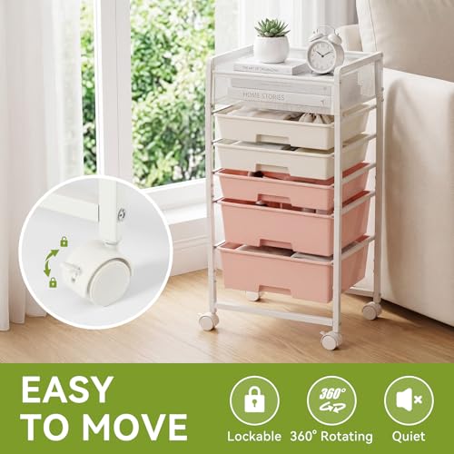 2 Pack Rolling Craft Cart with 5 Drawers, Craft Cart with Wheels, Art Cart Organizer and Storage, Rolling Utility Cart with Handles for Organizing Crafts, Yarn, Toys, School Supplies, etc - size: 5-Drawers(2 Pack)