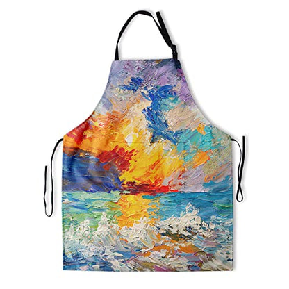 Giwawa Unisex Adult Apron Waterproof Stain Resistant Kitchen Cooking Apron with 2 Pockets for BBQ Grill Painting - color: Oil