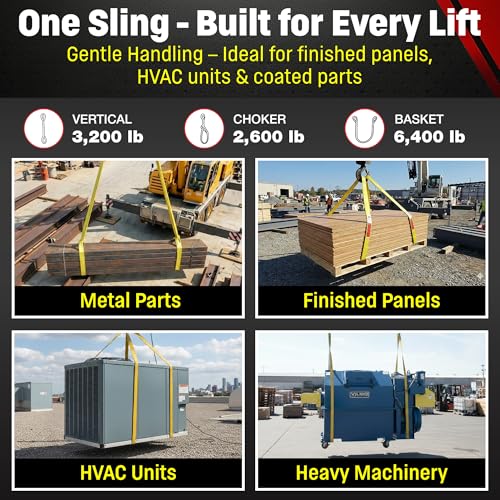 DD Sling 1 Inch x 3 Foot Nylon Lifting Sling – USA Made, 3,200 lb Vertical, 2,600 lb Choker, 6,400 lb Basket – 2-Ply Heavy Duty 900 Webbing, Type 4 Twisted Eye & Eye Rigging Sling - size: 1 in x 3 ft