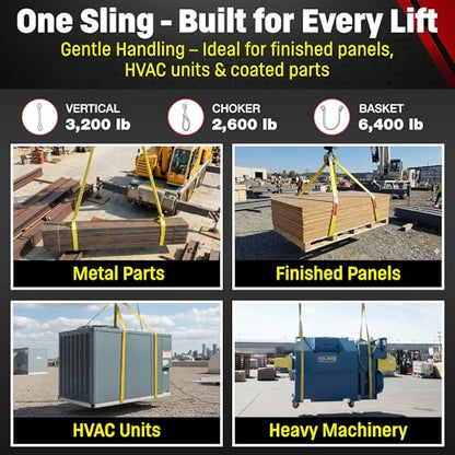 DD Sling 1 Inch x 3 Foot Nylon Lifting Sling – USA Made, 3,200 lb Vertical, 2,600 lb Choker, 6,400 lb Basket – 2-Ply Heavy Duty 900 Webbing, Type 4 Twisted Eye & Eye Rigging Sling - size: 1 in x 3 ft
