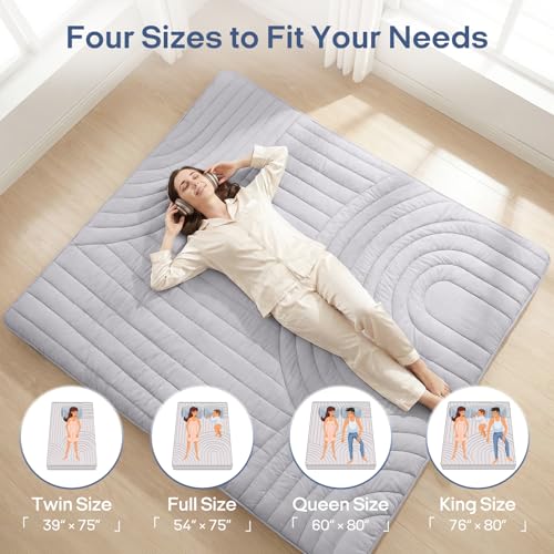 ZonLi Japanese Floor Mattress Futon Mattress Full Size 6 Inch Thick - color: Grey-1, size: Full (75"L x 54"W x 6"Th)
