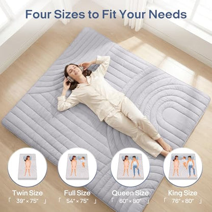 ZonLi Japanese Floor Mattress Futon Mattress Full Size 6 Inch Thick - color: Grey-1, size: Full (75"L x 54"W x 6"Th)