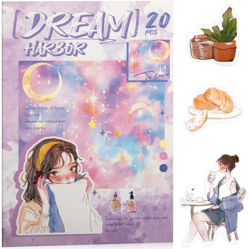 Dreamland Haven Sticker Scrapbooking Supplies for Junk Journal, 20 Sheets PET Stickers - Vintage Journaling Stickers, Ephemera Sticker Book Pre Cut(TZ-009-006) - style: Dreamland Haven