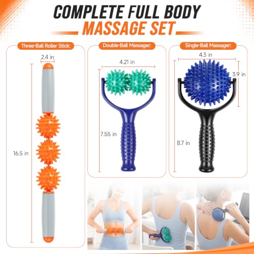 4 Pcs Manual Full Body Massage Tool Set with 5 Finger Rings