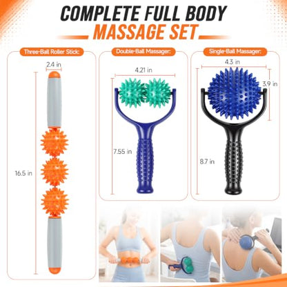 4 Pcs Manual Full Body Massage Tool Set with 5 Finger Rings
