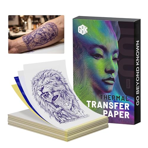 GBK Tattoo Transfer Paper,100 Sheets A4 Size,Tattoo Thermal Stencil Paper for Tattoo Transfer Kit Tattoo Supplies,New and Improved Formula,Travel Tattoo Transfer Paper (100 Sheets)